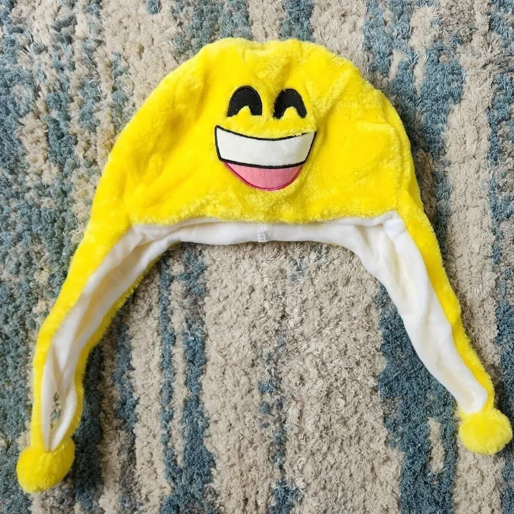 Big Smile Emoji Hoodie Hat || EUC